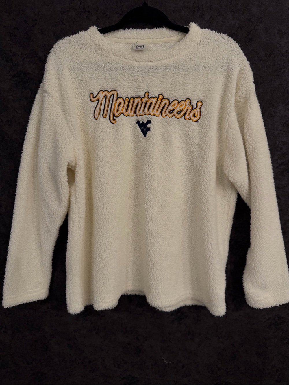 West Virginia Mountaineers Cream Sherpa Pullover Sweatshirt